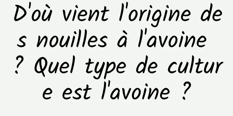 D'où vient l'origine des nouilles à l'avoine ? Quel type de culture est l'avoine ?