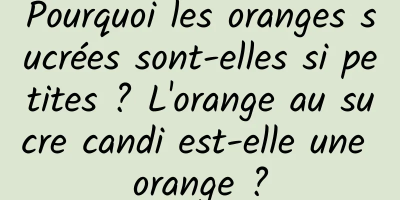 Pourquoi les oranges sucrées sont-elles si petites ? L'orange au sucre candi est-elle une orange ?