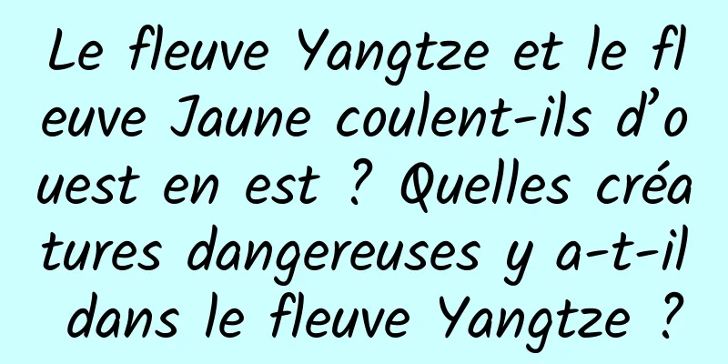 Le fleuve Yangtze et le fleuve Jaune coulent-ils d’ouest en est ? Quelles créatures dangereuses y a-t-il dans le fleuve Yangtze ?