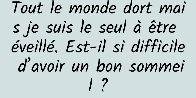 Tout le monde dort mais je suis le seul à être éveillé. Est-il si difficile d’avoir un bon sommeil ?