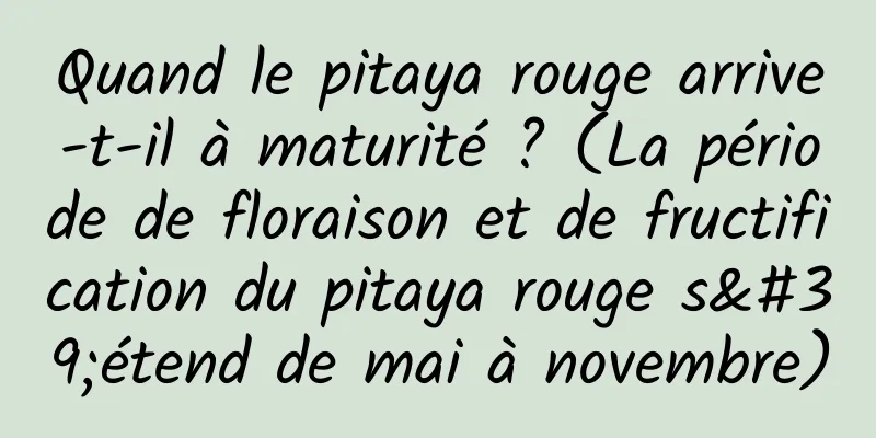 Quand le pitaya rouge arrive-t-il à maturité ? (La période de floraison et de fructification du pitaya rouge s'étend de mai à novembre)