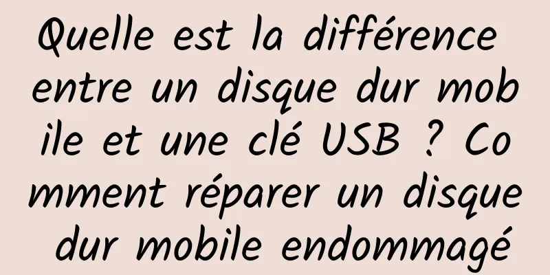 Quelle est la différence entre un disque dur mobile et une clé USB ? Comment réparer un disque dur mobile endommagé