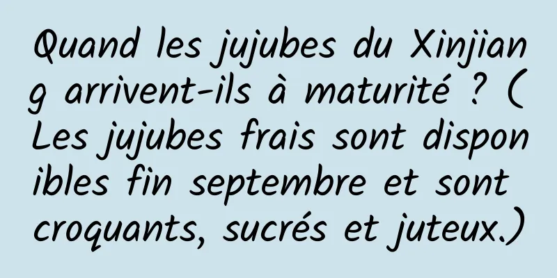 Quand les jujubes du Xinjiang arrivent-ils à maturité ? (Les jujubes frais sont disponibles fin septembre et sont croquants, sucrés et juteux.)