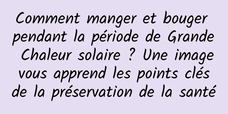 Comment manger et bouger pendant la période de Grande Chaleur solaire ? Une image vous apprend les points clés de la préservation de la santé