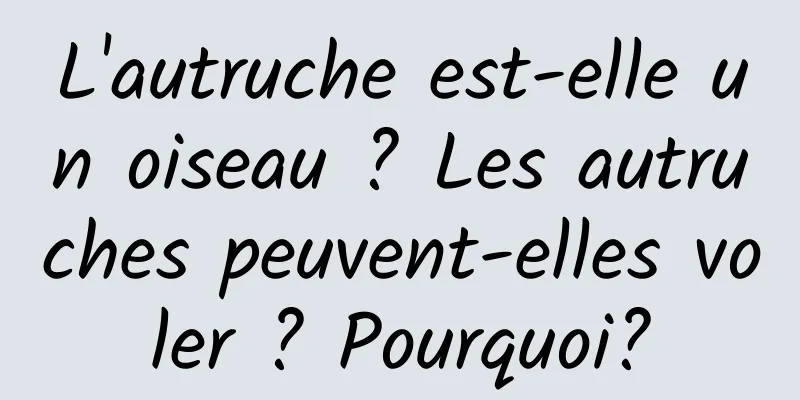 L'autruche est-elle un oiseau ? Les autruches peuvent-elles voler ? Pourquoi?