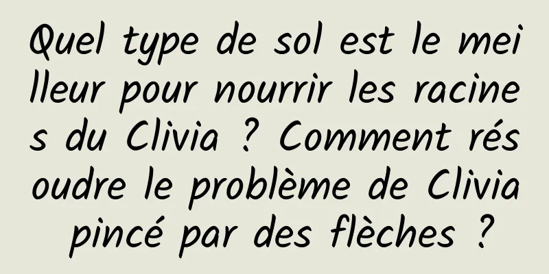 Quel type de sol est le meilleur pour nourrir les racines du Clivia ? Comment résoudre le problème de Clivia pincé par des flèches ?