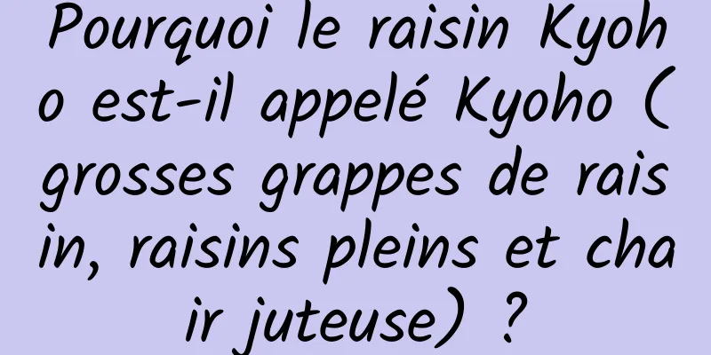 Pourquoi le raisin Kyoho est-il appelé Kyoho (grosses grappes de raisin, raisins pleins et chair juteuse) ?