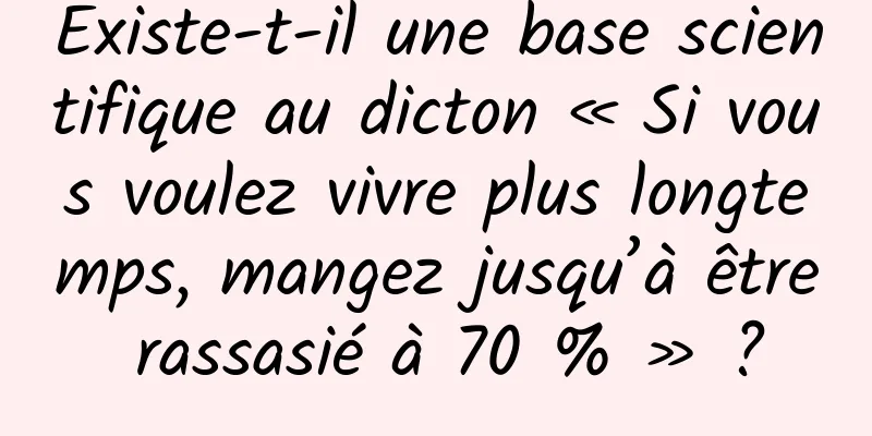 Existe-t-il une base scientifique au dicton « Si vous voulez vivre plus longtemps, mangez jusqu’à être rassasié à 70 % » ?
