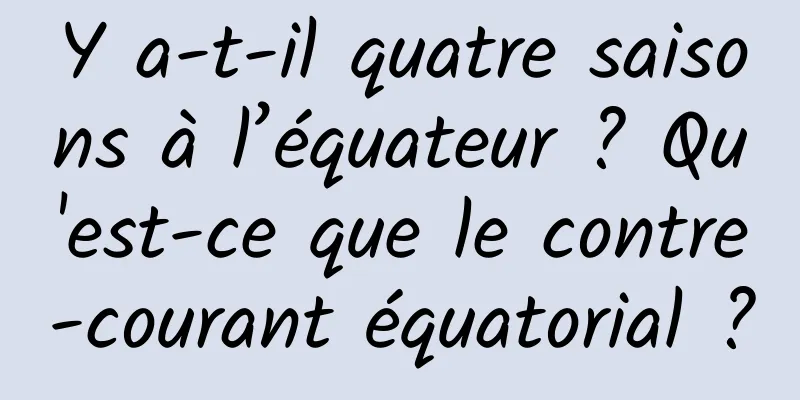 Y a-t-il quatre saisons à l’équateur ? Qu'est-ce que le contre-courant équatorial ?