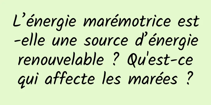 L’énergie marémotrice est-elle une source d’énergie renouvelable ? Qu'est-ce qui affecte les marées ?