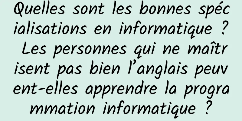 Quelles sont les bonnes spécialisations en informatique ? Les personnes qui ne maîtrisent pas bien l’anglais peuvent-elles apprendre la programmation informatique ?