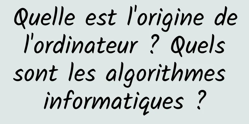Quelle est l'origine de l'ordinateur ? Quels sont les algorithmes informatiques ?