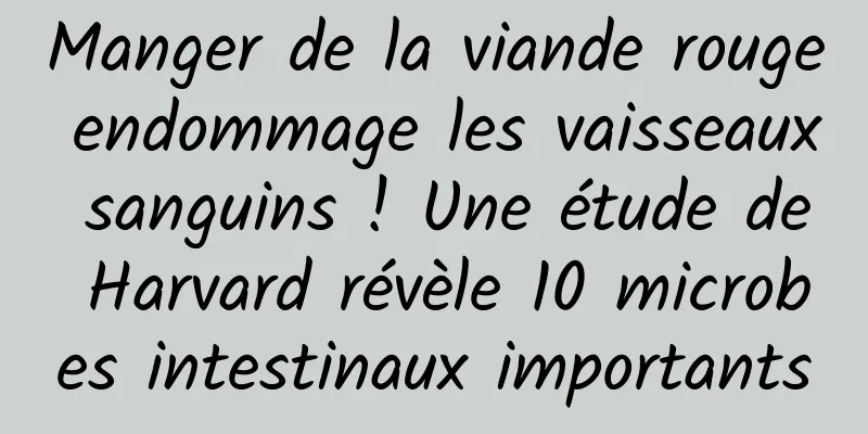 Manger de la viande rouge endommage les vaisseaux sanguins ! Une étude de Harvard révèle 10 microbes intestinaux importants