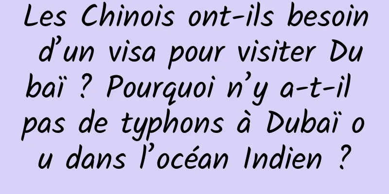 Les Chinois ont-ils besoin d’un visa pour visiter Dubaï ? Pourquoi n’y a-t-il pas de typhons à Dubaï ou dans l’océan Indien ?