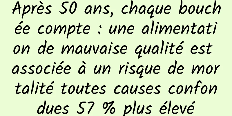 Après 50 ans, chaque bouchée compte : une alimentation de mauvaise qualité est associée à un risque de mortalité toutes causes confondues 57 % plus élevé