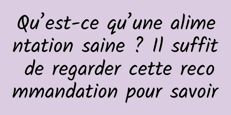 Qu’est-ce qu’une alimentation saine ? Il suffit de regarder cette recommandation pour savoir