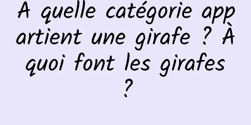 À quelle catégorie appartient une girafe ? À quoi font les girafes ?