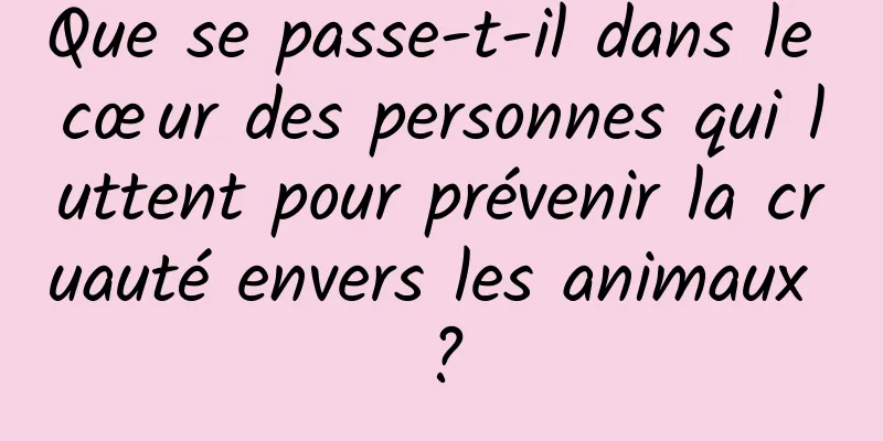 Que se passe-t-il dans le cœur des personnes qui luttent pour prévenir la cruauté envers les animaux ?