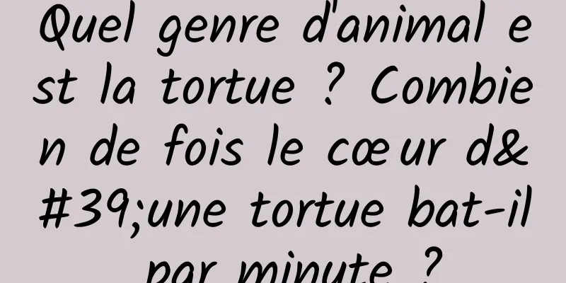 Quel genre d'animal est la tortue ? Combien de fois le cœur d'une tortue bat-il par minute ?