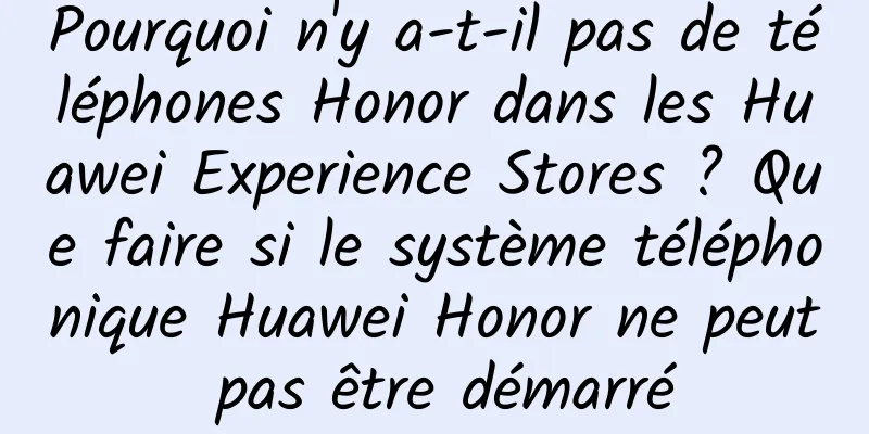 Pourquoi n'y a-t-il pas de téléphones Honor dans les Huawei Experience Stores ? Que faire si le système téléphonique Huawei Honor ne peut pas être démarré