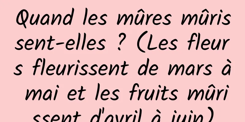 Quand les mûres mûrissent-elles ? (Les fleurs fleurissent de mars à mai et les fruits mûrissent d'avril à juin)
