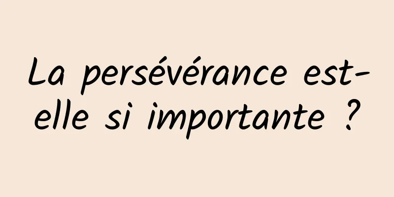 La persévérance est-elle si importante ?
