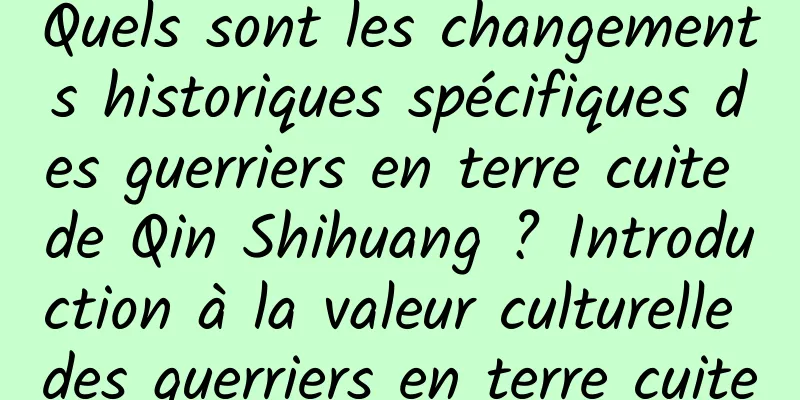 Quels sont les changements historiques spécifiques des guerriers en terre cuite de Qin Shihuang ? Introduction à la valeur culturelle des guerriers en terre cuite