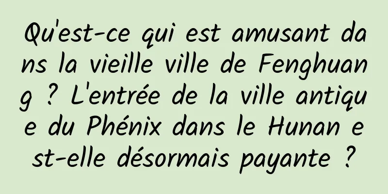 Qu'est-ce qui est amusant dans la vieille ville de Fenghuang ? L'entrée de la ville antique du Phénix dans le Hunan est-elle désormais payante ?