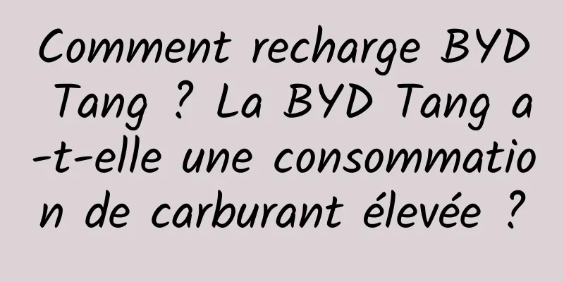 Comment recharge BYD Tang ? La BYD Tang a-t-elle une consommation de carburant élevée ?