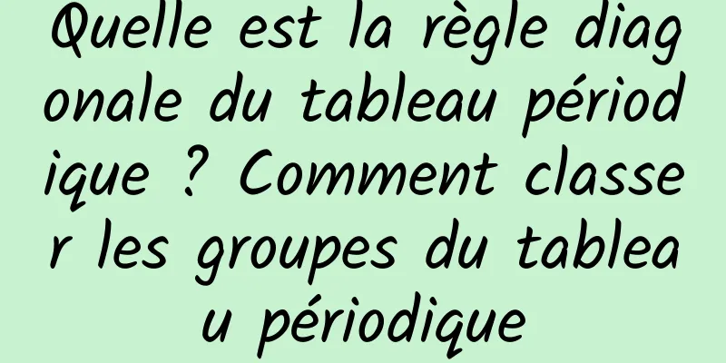 Quelle est la règle diagonale du tableau périodique ? Comment classer les groupes du tableau périodique