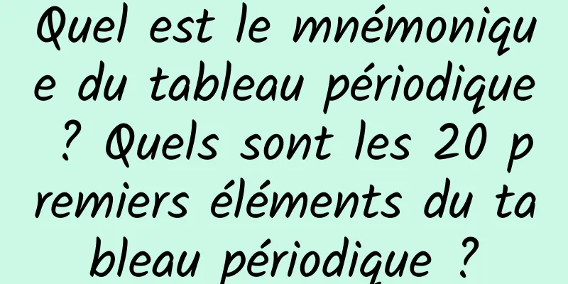 Quel est le mnémonique du tableau périodique ? Quels sont les 20 premiers éléments du tableau périodique ?