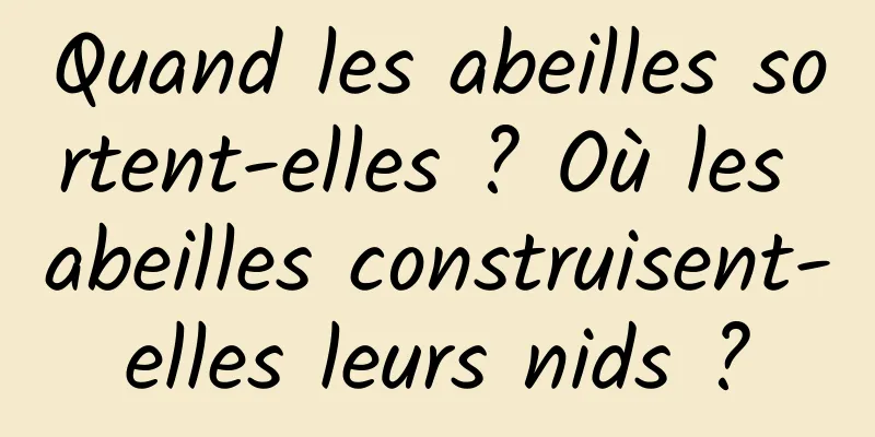 Quand les abeilles sortent-elles ? Où les abeilles construisent-elles leurs nids ?