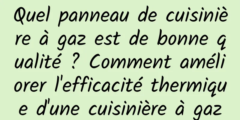 Quel panneau de cuisinière à gaz est de bonne qualité ? Comment améliorer l'efficacité thermique d'une cuisinière à gaz