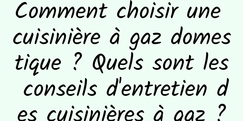 Comment choisir une cuisinière à gaz domestique ? Quels sont les conseils d'entretien des cuisinières à gaz ?