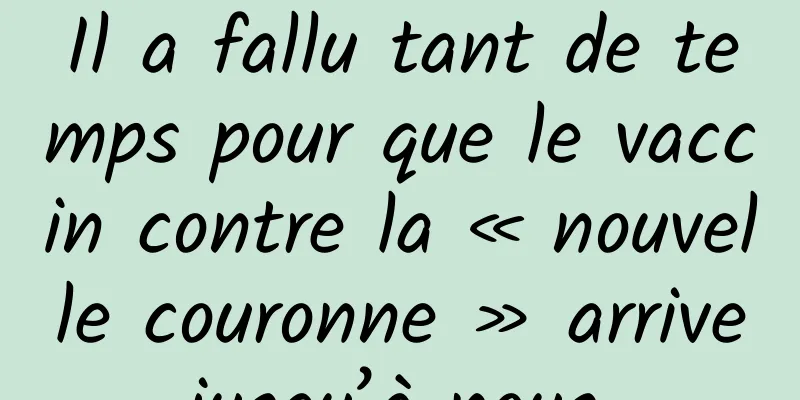 Il a fallu tant de temps pour que le vaccin contre la « nouvelle couronne » arrive jusqu’à nous…