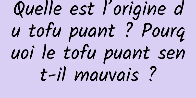 Quelle est l’origine du tofu puant ? Pourquoi le tofu puant sent-il mauvais ?