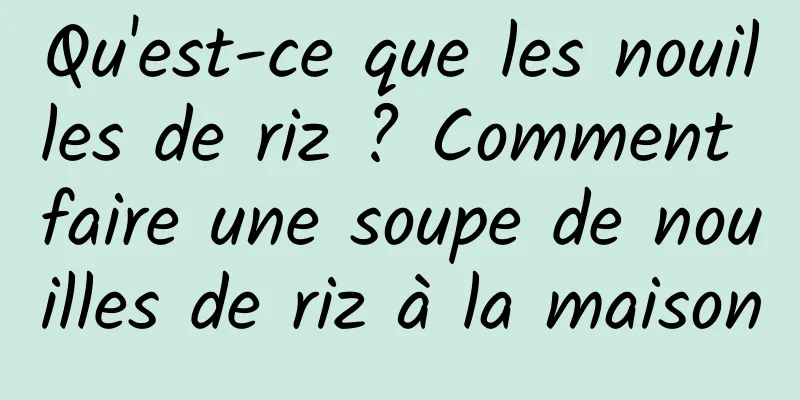 Qu'est-ce que les nouilles de riz ? Comment faire une soupe de nouilles de riz à la maison