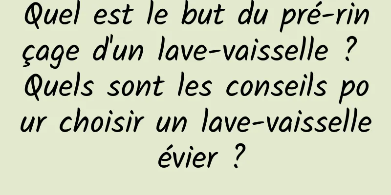 Quel est le but du pré-rinçage d'un lave-vaisselle ? Quels sont les conseils pour choisir un lave-vaisselle évier ?