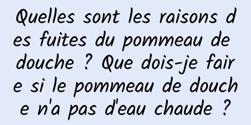 Quelles sont les raisons des fuites du pommeau de douche ? Que dois-je faire si le pommeau de douche n'a pas d'eau chaude ?