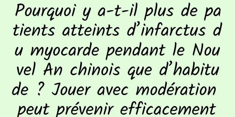 Pourquoi y a-t-il plus de patients atteints d’infarctus du myocarde pendant le Nouvel An chinois que d’habitude ? Jouer avec modération peut prévenir efficacement