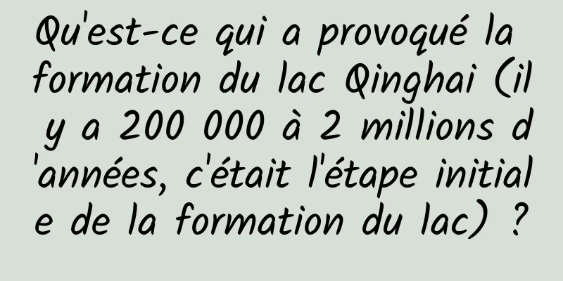 Qu'est-ce qui a provoqué la formation du lac Qinghai (il y a 200 000 à 2 millions d'années, c'était l'étape initiale de la formation du lac) ?
