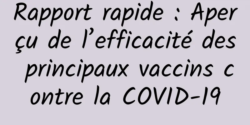 Rapport rapide : Aperçu de l’efficacité des principaux vaccins contre la COVID-19