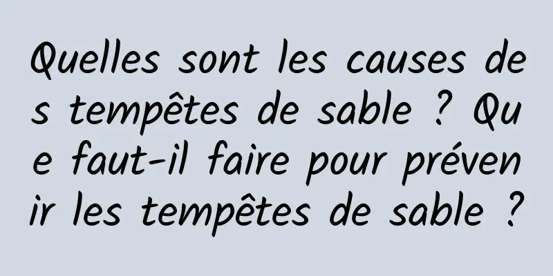 Quelles sont les causes des tempêtes de sable ? Que faut-il faire pour prévenir les tempêtes de sable ?