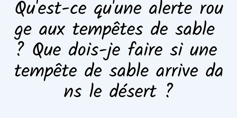 Qu'est-ce qu'une alerte rouge aux tempêtes de sable ? Que dois-je faire si une tempête de sable arrive dans le désert ?