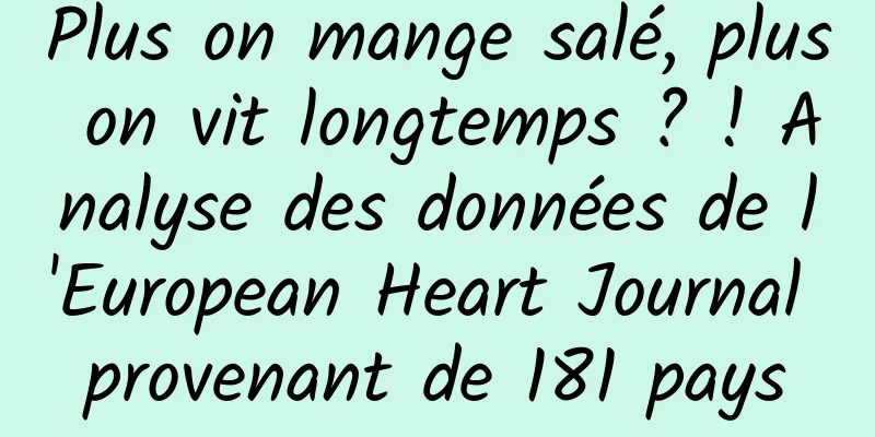 Plus on mange salé, plus on vit longtemps ? ! Analyse des données de l'European Heart Journal provenant de 181 pays