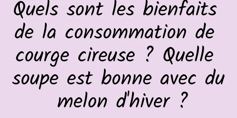 Quels sont les bienfaits de la consommation de courge cireuse ? Quelle soupe est bonne avec du melon d'hiver ?