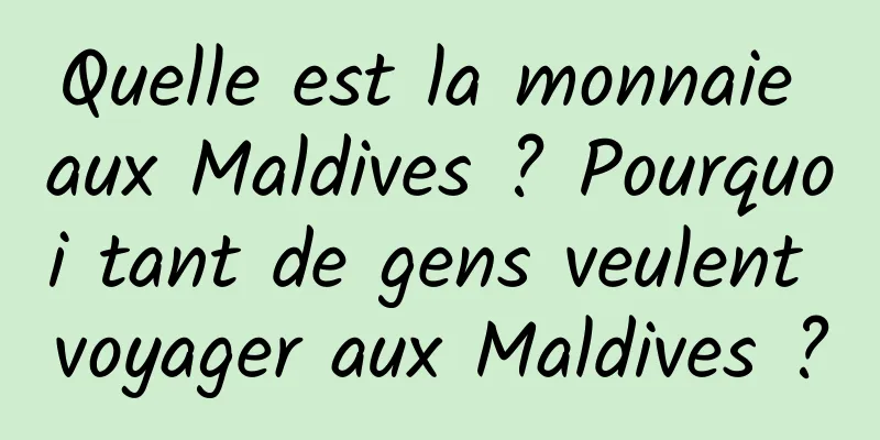 Quelle est la monnaie aux Maldives ? Pourquoi tant de gens veulent voyager aux Maldives ?