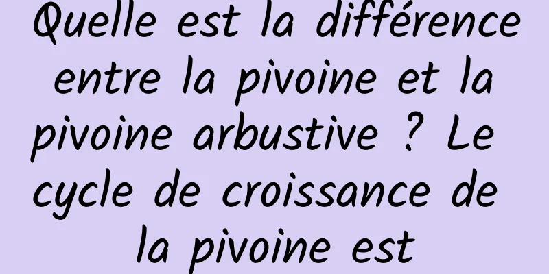 Quelle est la différence entre la pivoine et la pivoine arbustive ? Le cycle de croissance de la pivoine est