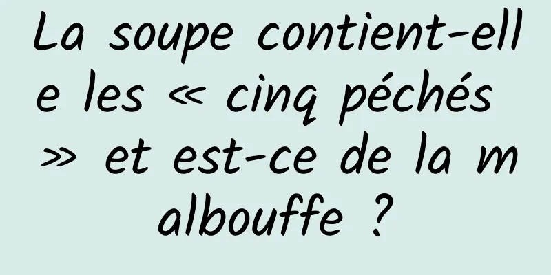 La soupe contient-elle les « cinq péchés » et est-ce de la malbouffe ?