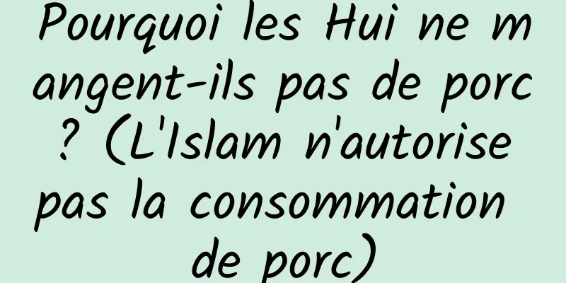 Pourquoi les Hui ne mangent-ils pas de porc ? (L'Islam n'autorise pas la consommation de porc)